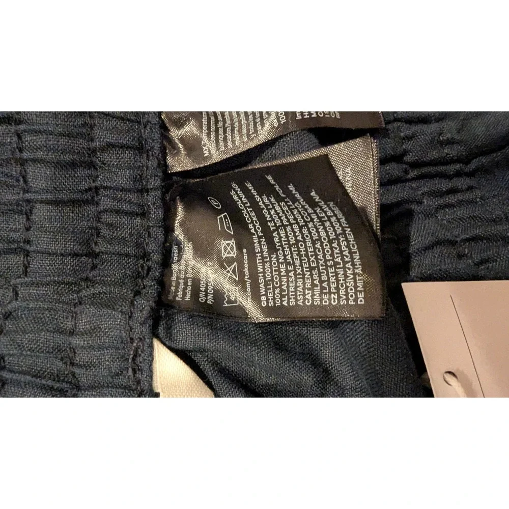 H&M Linen Blend‎ Drawstring Waist Pants Navy Blue Size XL TG XG